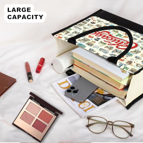 Seattle Italy Chicago New York Las Vegas Paris Gifts for Women Canvas Tote Bag Mother's Day Gifts for Women - color: Chicago