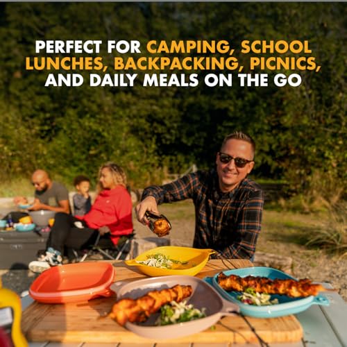 UCO 4-Piece Camping Mess Kit with Bowl, Plate and 3-in-1 Spork Utensil Set - color: Sunrise