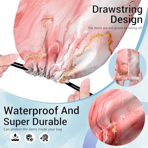 Modern Marble Gymnastics Grip Bag Pink Lightweight Drawstring Gym Bag for Women Grips - color: Modern Marble-pink, size: 12"(H)*9.25"(W)
