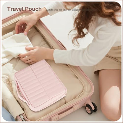 Abiudeng Standing Makeup Bag Stand up Make up Bag Travel Toiletry Bag with Multiple Compartments Large Capacity for Women Business Trips Fitness and Daily Commutes (Pink) - color: Pink