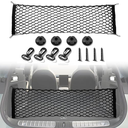 Amiss Truck Bed Cargo Net Stretchable, Adjustable Trunk Storage Net with Hook, Accessories for Pickup Bed Divider Organizer and Storage, Compatible with Chevy Silverado Ford F150 GMC (50"x 18") - size: 50×18 Inch