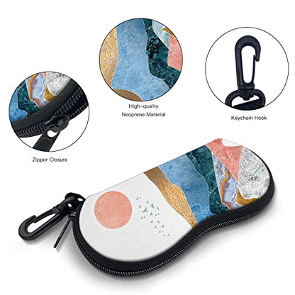 Sunglasses Soft Case with Carabiner Ultra Light Neoprene Zipper Glasses Case - color: Sun