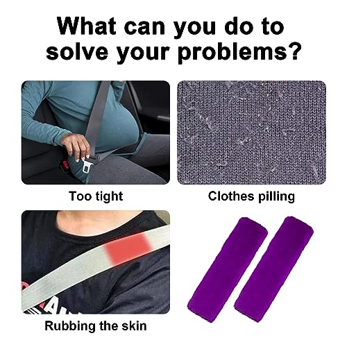 Ziciner 2 Packs Car Seatbelt Covers Shoulder Pad, Universal Soft Faux Sheepskin Shoulder Cover for Comfortable Driving, Fluffy Seat Belt Protector Help to Protect Your Neck and Shoulder (Purple) - color: Purple