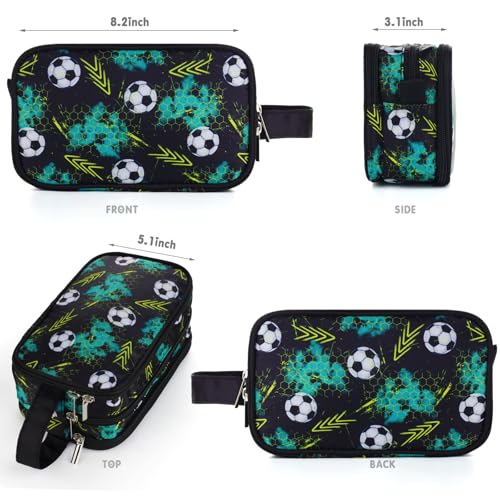Kids Toiletry Bag for Boys, Travel Toiletry Bag for Little Young Boys Waterproof Hanging Wash Bag Toddler Traveling Toiletries, Soccer Balls Black - color: Black Soccer