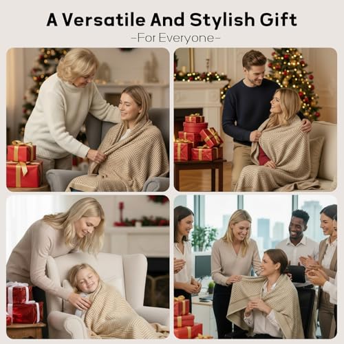 Travel Blanket Airplane - Ultra Soft & Lightweight Knit Design Compact Airplane Blanket,53x72 Inch,Stylish Travel Shawl Wraps for Flights,Office,Home Use,Travel Essentials & Gifts - color: A Khaki