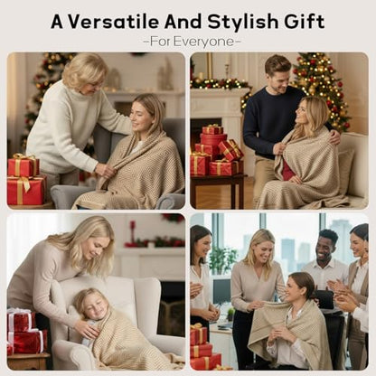 Travel Blanket Airplane - Ultra Soft & Lightweight Knit Design Compact Airplane Blanket,53x72 Inch,Stylish Travel Shawl Wraps for Flights,Office,Home Use,Travel Essentials & Gifts - color: A Khaki
