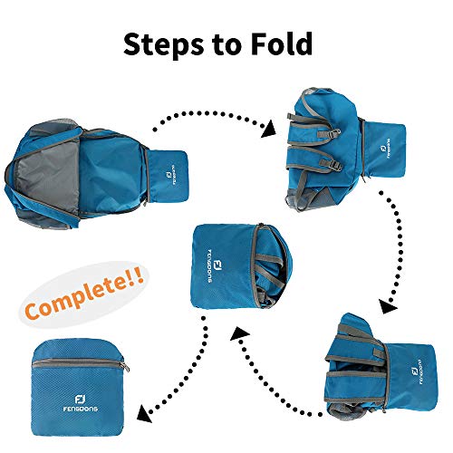 FENGDONG 35L Lightweight Foldable Waterproof Packable Travel Small Hiking Backpack Daypack for men women - color: A5-blue-upgrade