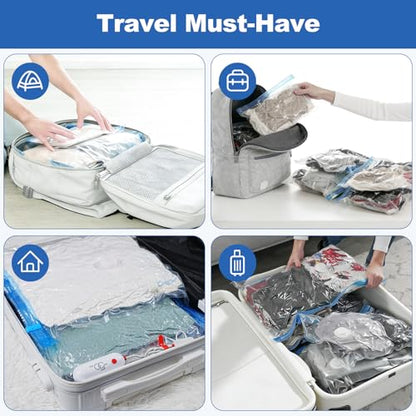 VMstr Vacuum Seal Bags for Clothing Travel, Vacuum Storage Bags with USB Electric Pump, Compression Space Saver for Luggage Suitcase 18 Combo Bags + USB Pump - style: 18 combo bags + USB pump