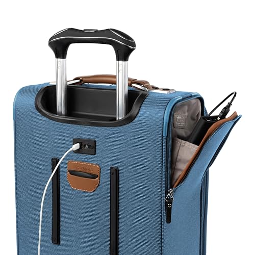 Travelpro Platinum Elite Softside Expandable Luggage, 8 Wheel Spinner Suitcase, TSA Lock, Men and Women, Coastal Blue, 2-Piece Set (21/25) - color: Coastal Blue, size: 2-Piece Set (21/25)