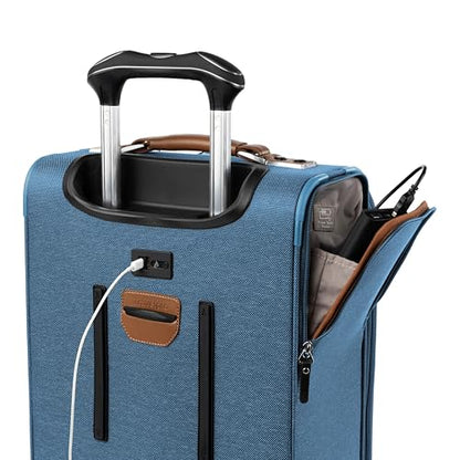 Travelpro Platinum Elite Softside Expandable Luggage, 8 Wheel Spinner Suitcase, TSA Lock, Men and Women, Coastal Blue, 2-Piece Set (21/25) - color: Coastal Blue, size: 2-Piece Set (21/25)