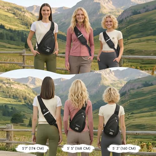 Seektop Anti Theft Crossbody Bag for Women RFID Blocking Waterproof Sling Backpack Lightweight 400D Nylon Small Chest Pack Shoulder Bag for Travel Hiking Commuting Men Black - color: Black