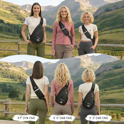 Seektop Anti Theft Crossbody Bag for Women RFID Blocking Waterproof Sling Backpack Lightweight 400D Nylon Small Chest Pack Shoulder Bag for Travel Hiking Commuting Men Black - color: Black