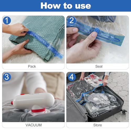 VMstr Vacuum Seal Bags for Clothing Travel, Vacuum Storage Bags with USB Electric Pump, Compression Space Saver for Luggage Suitcase 18 Combo Bags + USB Pump - style: 18 combo bags + USB pump