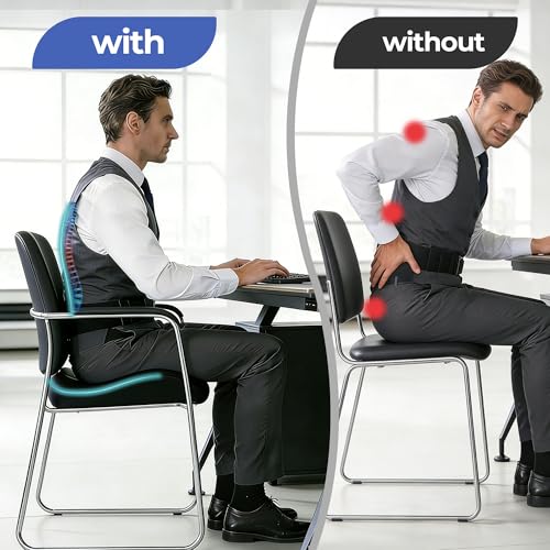 Seat Cushions for Office Chairs & Car, Ergonomic Memory Foam Seat Cushion with Breathable Holes for Tailbone Pain Relief, Sciatica