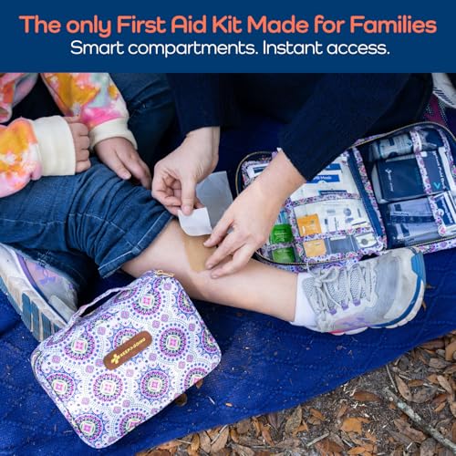 KeepGoing Large Home First Aid Kit for Kids – 270 Pc. for Car, Home, Dorm, & Boat with Latex-Free Bandages – 10 x 7 x 3.5 in. Travel First Aid Kit (Boho) - style: Boho