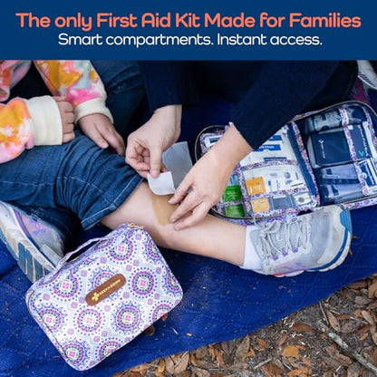 KeepGoing Large Home First Aid Kit for Kids – 270 Pc. for Car, Home, Dorm, & Boat with Latex-Free Bandages – 10 x 7 x 3.5 in. Travel First Aid Kit (Boho) - style: Boho