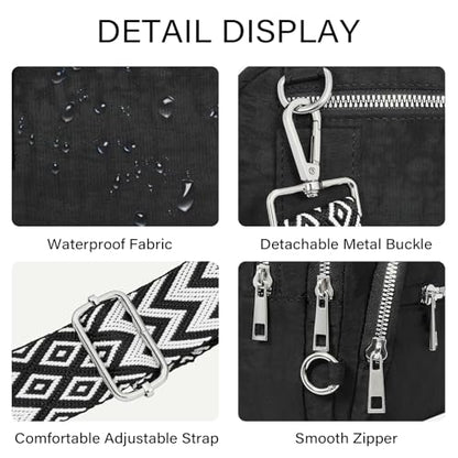 CLUCI Anti Theft Crossbody Bags for Women Travel Small Crossbody Bag Purses for Women RFID Nylon Belt Bag - color: Black