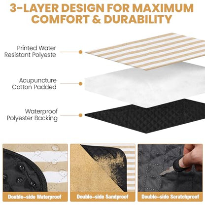 G GOOD GAIN Waterproof Picnic Blanket, 79"x79" Extra Large Beach Mat for 6 to 8 Adults, Machine Washable Outdoor Blanket for Camping, Grass, Park, Camping, Concerts, MiddleSand - color: Middlesand