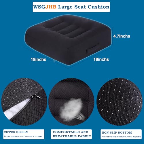 WSGJHB Office Chair Cushion Pillow Adult Car Booster Seat Cushions for Short People Effectively Increase Field of View Lower Back Fatigue Relief, for Cars Office Home Anti-Slip 18x18x4.7 inch Black - color: Black