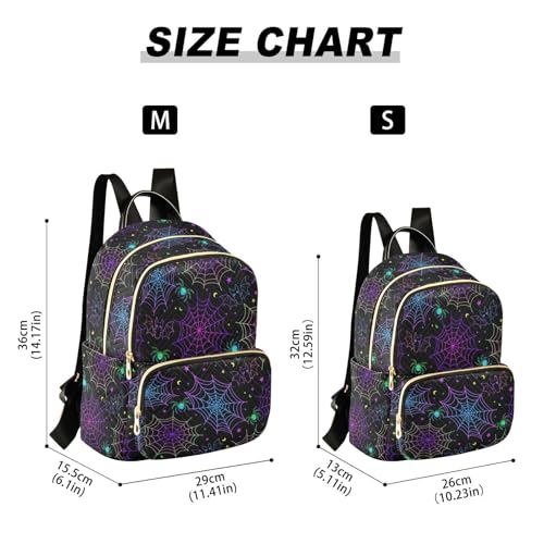 Women Fashion Backpack Purse Casual Lightweight Travel Shoulder Bag Goth Bat Spider Web Rucksack Ladies Bag, Medium - color: Color 03, size: Medium