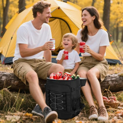 MIYCOO Cooler Backpack - 40 Cans Insulated Backpack Cooler for Men & Women, Portable 2 Leak Proof Compartments Coolers Bag for Beach Travel Picnic Lunch Hiking BBQ Camping - color: Black