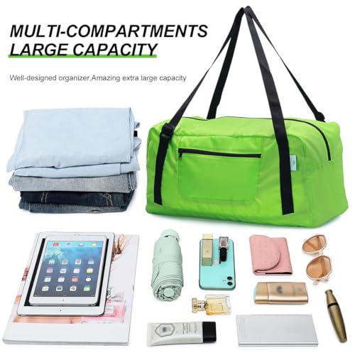 Foldable Travel Duffel Bag For Women & Men Luggage Great for Gym (Green) - color: Green, size: 30L