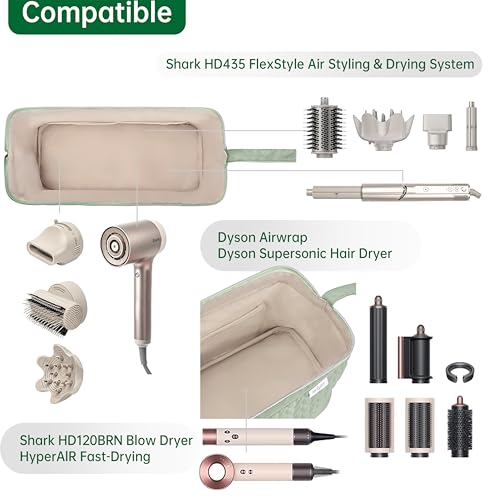 KarSyon Shark Flex Style Case for Airwrap Hair Dryer Brush Revlon Hair Tools Travel Bag Carrying Case Flat Curling Iron Organizer (Sage Green) - color: Sage Green