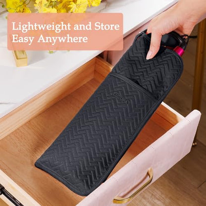 Hair Tools Travel Bag, Heat Resistant Curling Iron Holder & Flat Iron Case, Hot Tools Organizer Pouch for Hair Straightener, Hair Dryer, Crimper & Styling Accessories, Travel Makeup Bag - color: Black