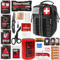 Survival First Aid Kit with Israeli Bandage, Chest Seal, Tourniquet, Splint, Tactical Military Combat Molle IFAK for Wound Care, Bleeding Control, Trauma Hemorrhage and More (Black) - color: Black