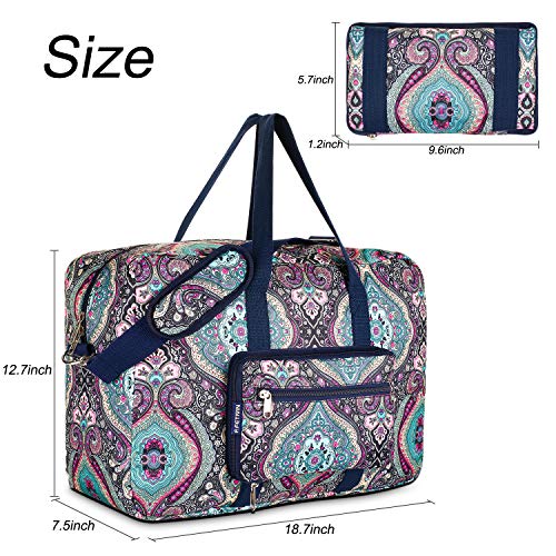 F.FETIVIN Weekender Carry On Bag Travel Duffle Medium Overnight Bag for Women(Green Floral) - color: 1-Green Floral