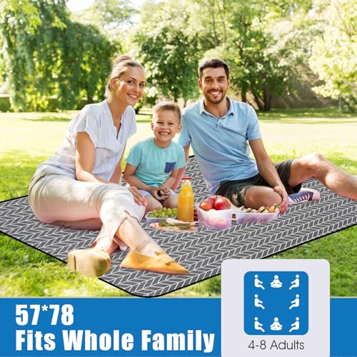 Picnic Blankets Outdoor Extra Large - Waterproof Picnic Blanket with Carry Strap | Machine Washable Picnic Mat with Sandproof Backing for Park , Grass, Camping, Hiking, Concerts (Graphite Grey) - color: Graphite