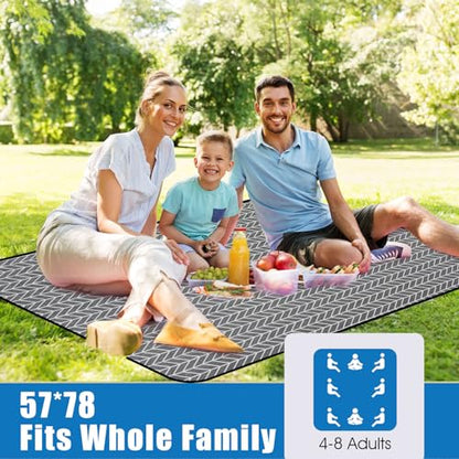 Picnic Blankets Outdoor Extra Large - Waterproof Picnic Blanket with Carry Strap | Machine Washable Picnic Mat with Sandproof Backing for Park , Grass, Camping, Hiking, Concerts (Graphite Grey) - color: Graphite