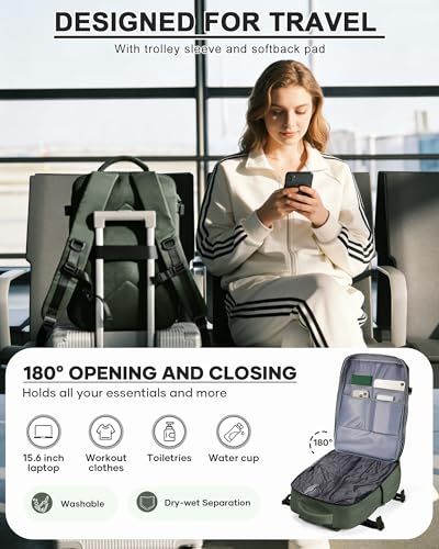 WONHOX Vacuum Seal Backpack for Travel with Air Pump Compression Daypack Personal Item Carry on Flight Approved Vacpack Laptop Space Saver Bags Storage with Vacuum System Travel Bag Women Men Green - color: A6-browngreen