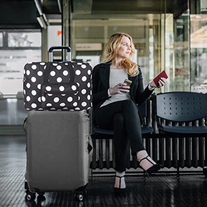 F.FETIVIN Weekender Bag Carry On Travel Duffle Medium Overnight Bag for Women(Black Dot) - color: Black Dot