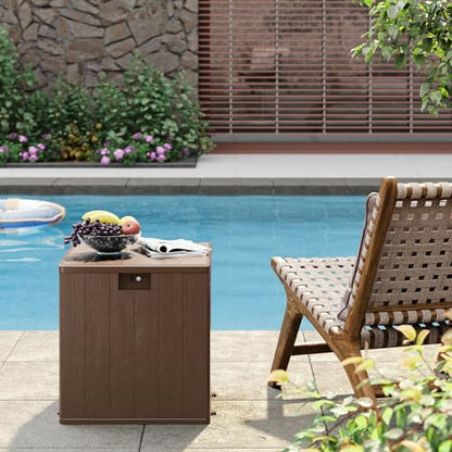80 Gallon Resin Deck Box, Large Waterproof Outdoor Storage Box with Lockable Lid & UV Resistant, Storage Container for Patio Furniture Cushions, Garden, Backyard, and Poolside，Brown