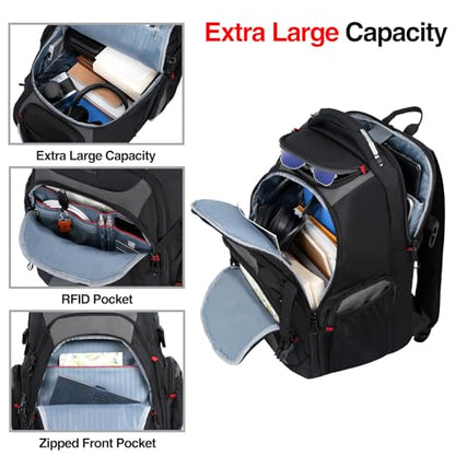 KROSER Travel Laptop Backpack 17.3 Inch XL Computer Backpack with Hard Shell Saferoom RFID Pockets Water-Repellent Business College Daypack Stylish Bag for Men/Women-Black Grey - color: Black/Grey-17.3, size: 17.3 inch