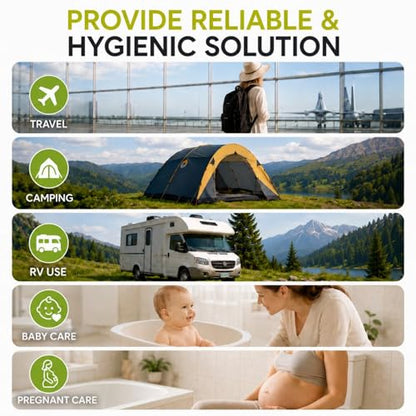 Portable Bidet for Travel – Electric High Pressure Rechargeable Bidet for Women & Men, 2.5L Bottle, 1600mAh Battery, 1300ML/min Strong Flow, Waterproof Personal Hygiene Sprayer for Travel & Home