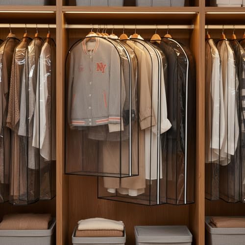 Clear Garment Bags for Hanging Clothes 3-piece set 50 inches Storage Bags With Zipper for Shirts, Suit,Jackets,Coats,sweater,Dresses,gowns,etc. - size: 50inch
