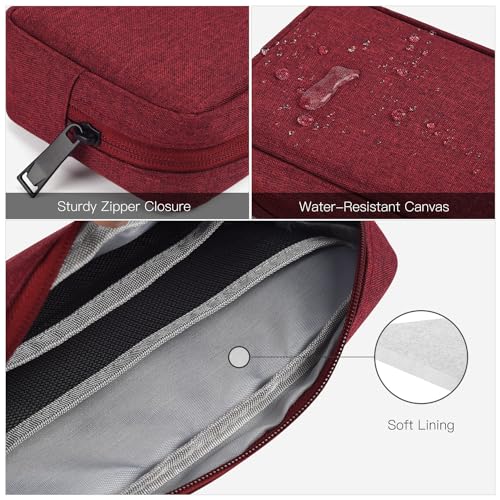 imComor Universal Electronics Accessories Case Bag, 2-Pack Portable Soft Carrying Case Bag Pouch Wire Cable Organizer for Hard Drive, Power Adapter, Laptop Mouse, Cosmetics Kit, Small+Big-Wine Red - color: Wine Red