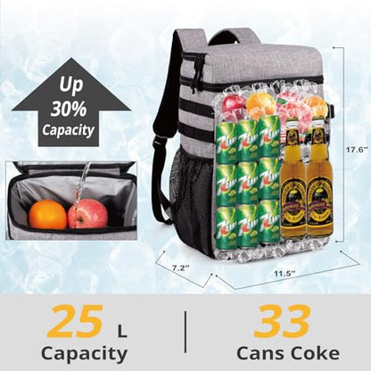 Tactical Backpack Cooler,Soft Lightweight Leakproof Cooler Backpack,Insulated Cooler Bag,Portable Soft Cooler Bag Waterproof for Beach, Travel, Camping, Picnic, Hiking - color: Gery