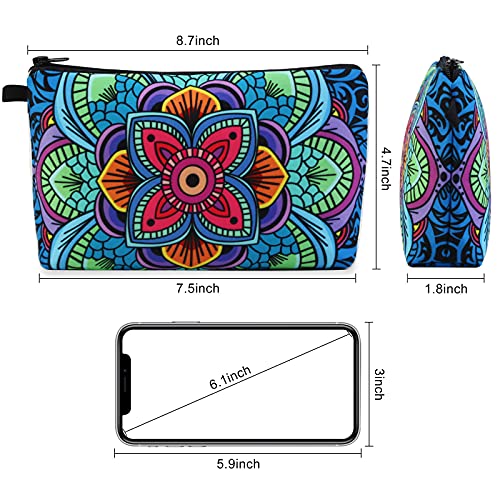 MAGEFY Small Makeup Bag, Portable Travel Cosmetic Bag Zipper Pouch Waterproof Makeup Pouch Multifunctional Small Bag for Women (1 pack, dark blue flower 0179) - color: dark blue flower 0179