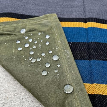 WP West Path Waxed Canvas Camping Blanket & Bedroll – Waterproof Canvas Blanket, Oilskin Outdoor Blanket, Camp Blanket, Bushcraft Ground Cloth (Blue/Grey, Regular) - color: Blue/Grey, size: Regular