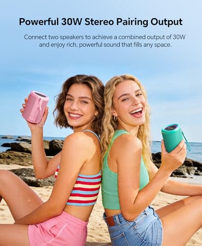 Portable Bluetooth Speaker Beach Essentials: Powerful Crystal Clear Sound/Dynamic Light/IPX5 Waterproof/All Day Playtime/Wireless BT 5.3/TWS Paring, Dad Gifts, Outdoor|Travel|Camping|Pool Accessories - color: Pink