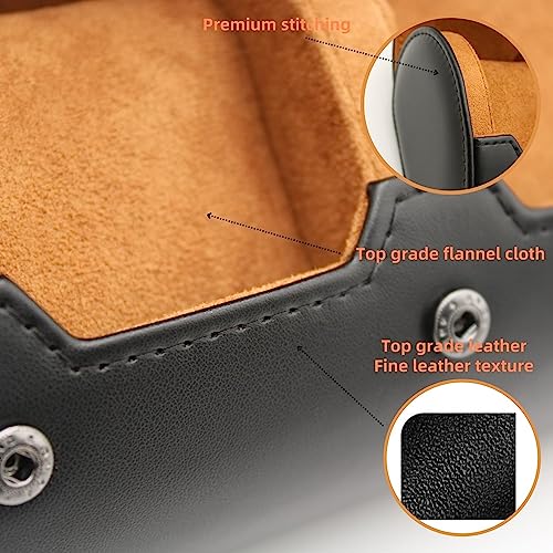 Watch Travel Case Portable Organizer - Luxury Watch Roll Travel Box Recycled Leather Watch Storage and Display for Men and Women (WCASE-2-BLACK) - color: BLACK, size: Double slots