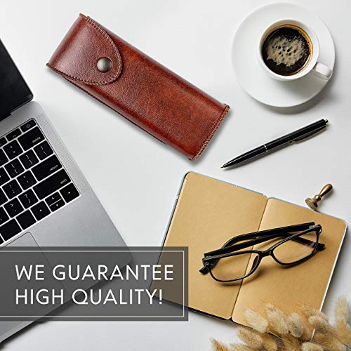 Hard Eyeglass Case With Belt Loop, PU Leather Glasses Case, Eyeglasses Cases, Reading Glass Case, Spectacles Box For Eyeglass, Classic Style Brown Eyeglass Case Small