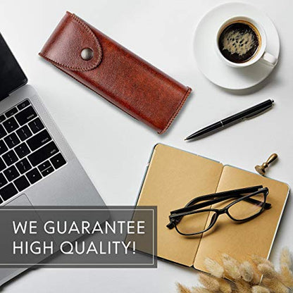 Hard Eyeglass Case With Belt Loop, PU Leather Glasses Case, Eyeglasses Cases, Reading Glass Case, Spectacles Box For Eyeglass, Classic Style Brown Eyeglass Case Small