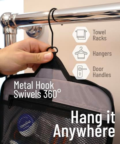 D&D Wanderlust D&D Hanging Travel Toiletry Bag for Men and Women – Cosmetics, Makeup and Toiletries Organizer Kit with 10 Compartments - color: Light Gray