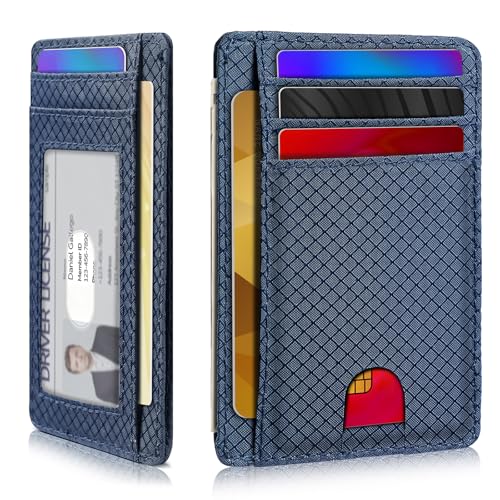 Artpaxy Slim Wallet for Men & Women, Minimalist Front Pocket Card Holder for Travel, RFID Blocking, Water Resistant Nylon Wallet for ID & Cash & Credit Card - color: Navy