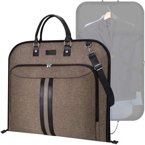 BALEINE Travel Garment Bag, Travel Suit Bag for Men, Water Resistant Carry on Garment Bag for Hanging Clothes, Garment Duffel Bag for Travel Business (Brown) - color: Brown