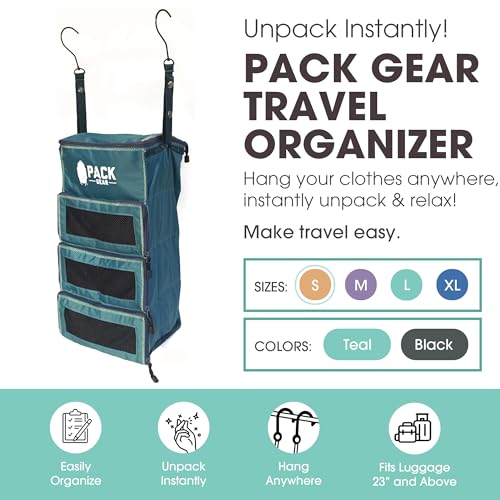 Pack Gear Hanging Carry-On Organizer - Our Standard Hanging Luggage Organizer Fits Any Carry On - Our Packing Cubes For Travel Use Mesh Windows to Make Finding Clothes Easy (Green, S) - color: Green, size: Small (Carry-On)